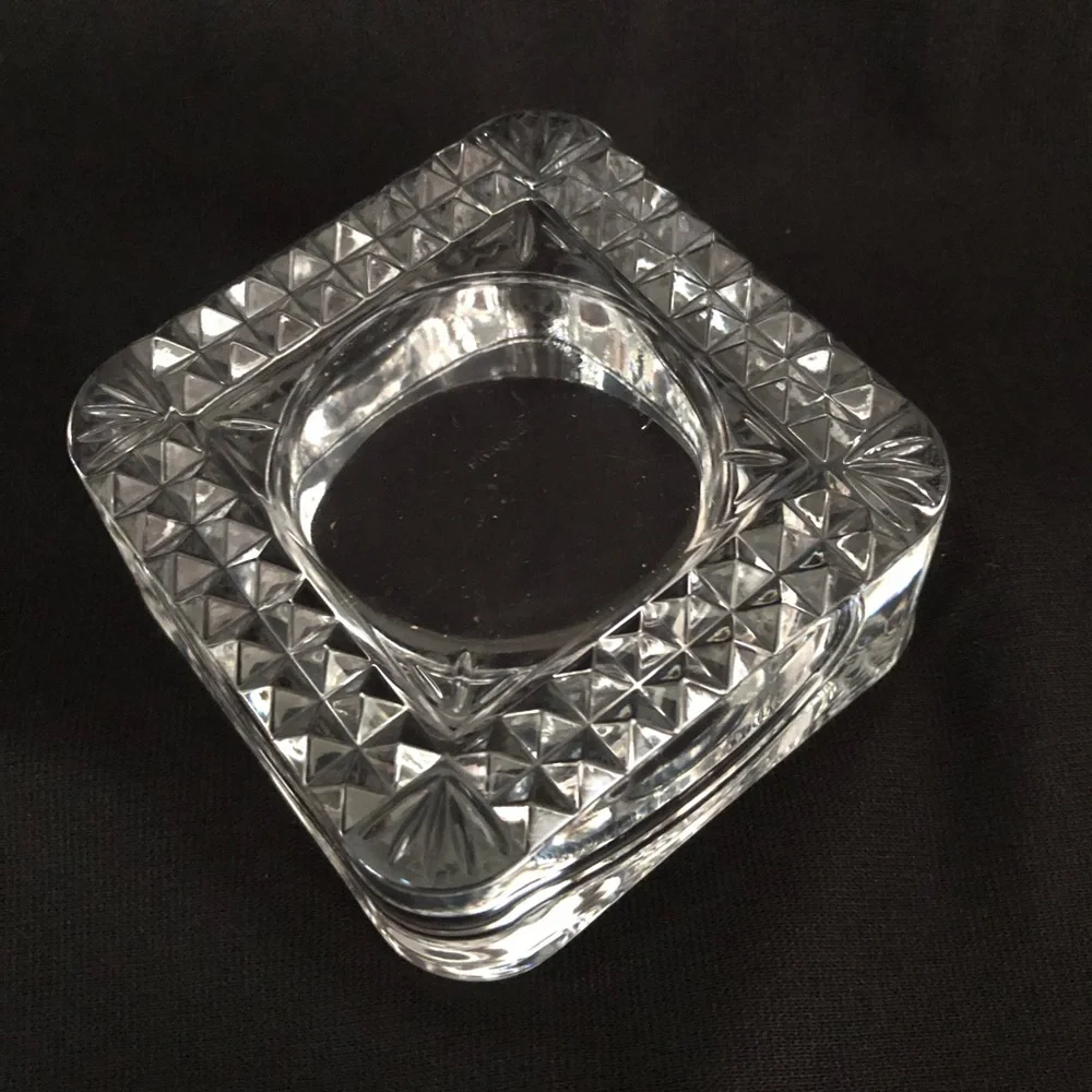 Vintage French Cut Crystal Square Candleholder Repurposed Chic